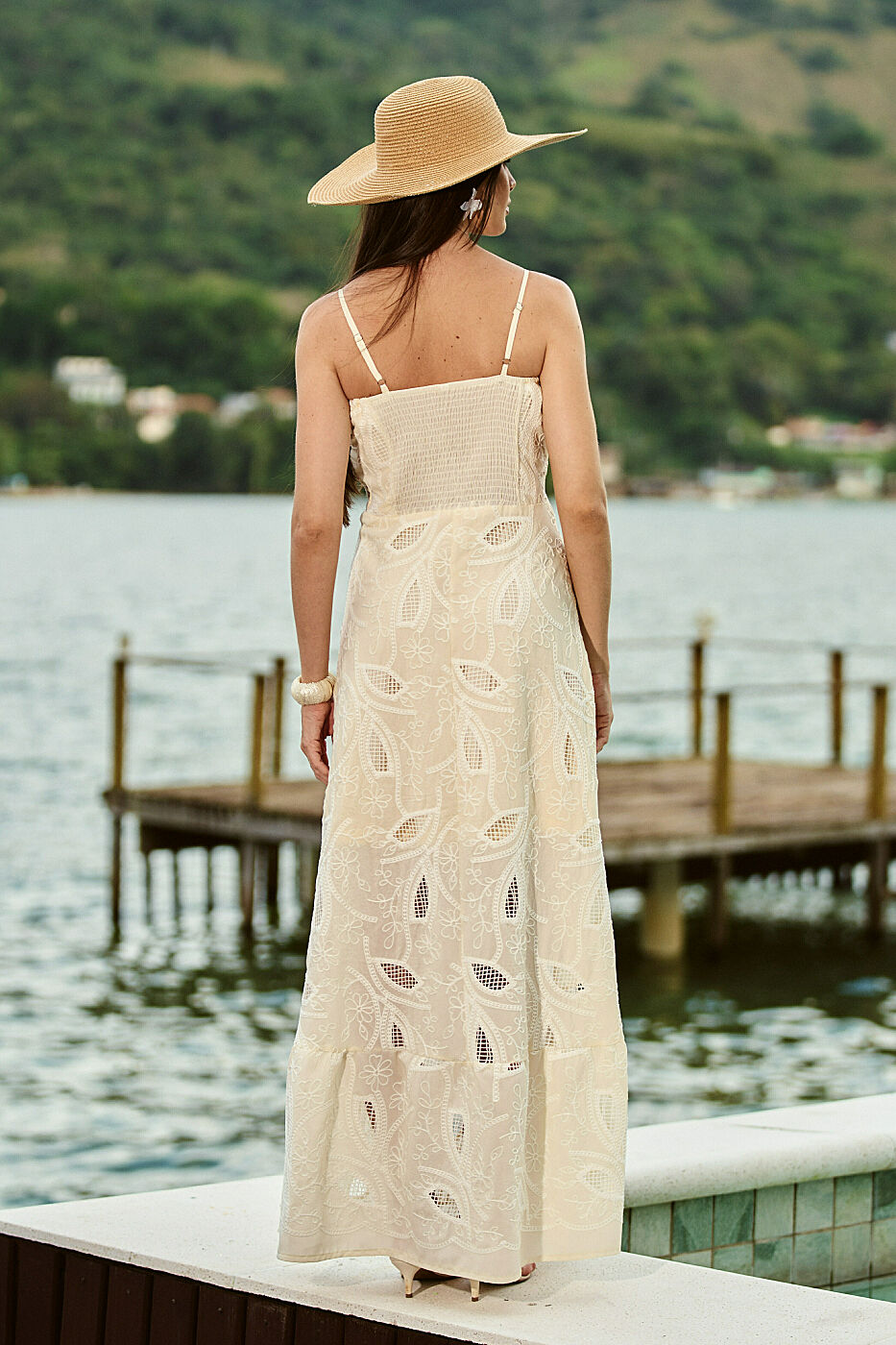 Vestido Longo Laise Alça Fina