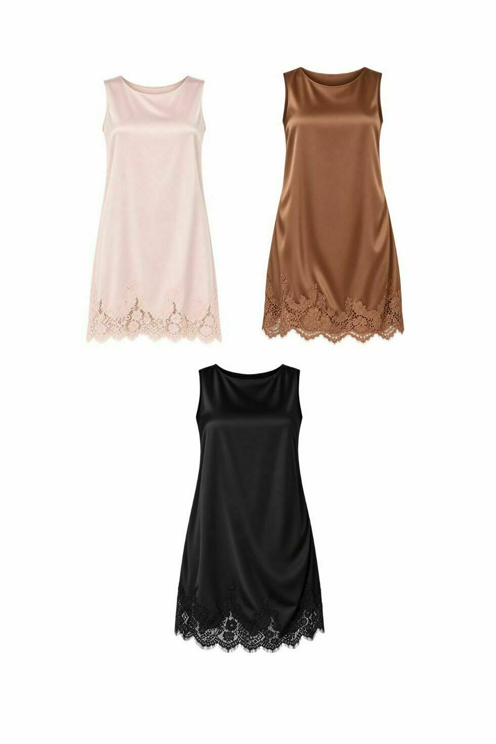 Vestido Acetinado com Renda na Barra