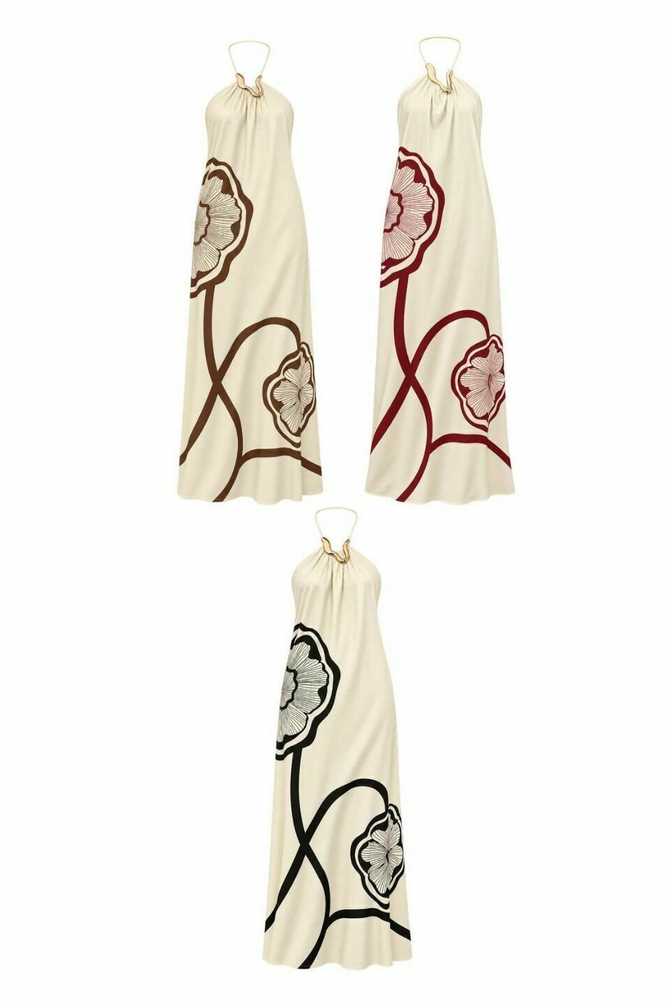 Vestido Viscose Estampado Frente Única