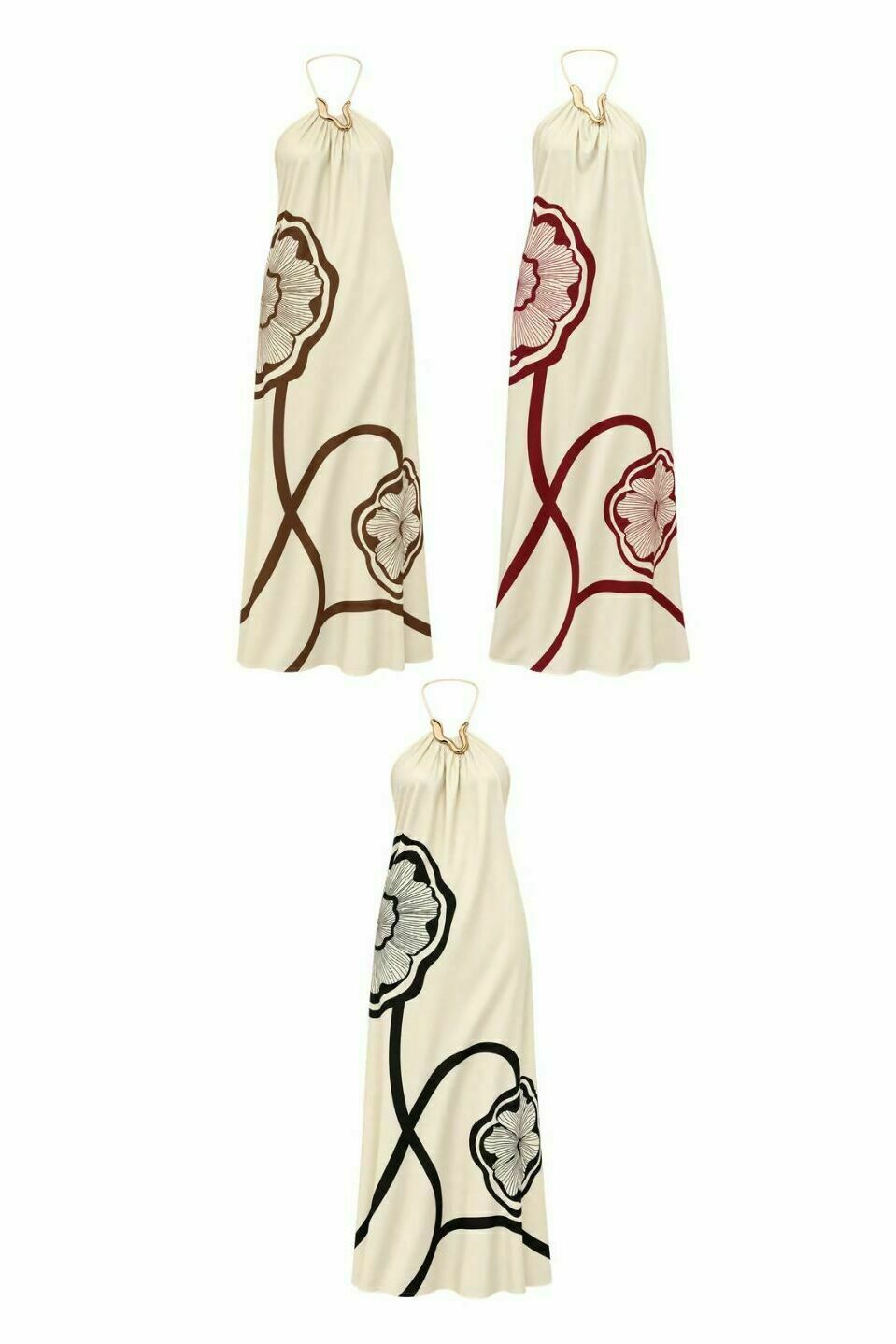Vestido Viscose Estampado Frente Única