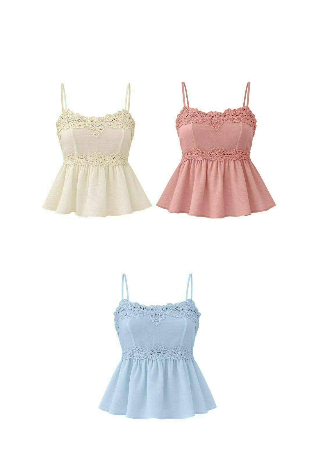 Blusa Viscose Alça Fina com Detalhe Renda