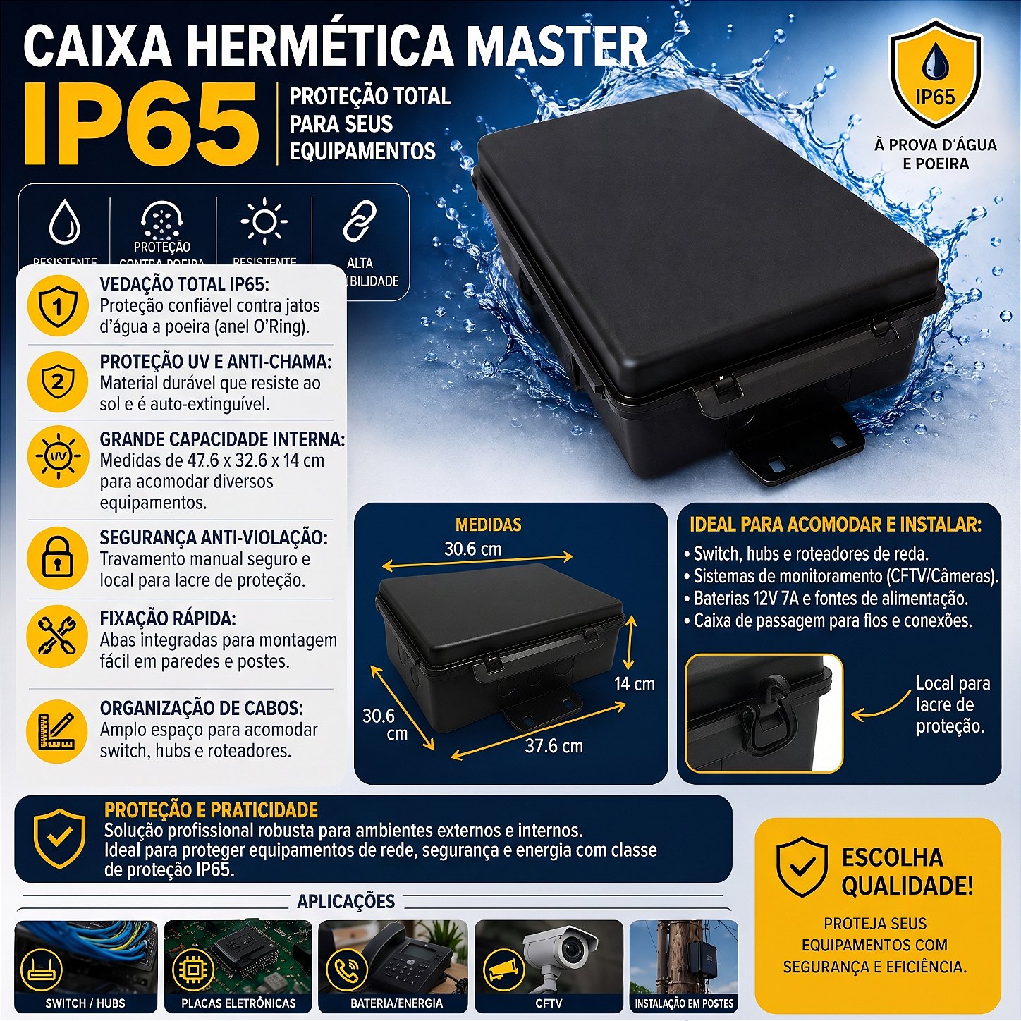 Caixa Hermética Multiuso Master Grande - Preta