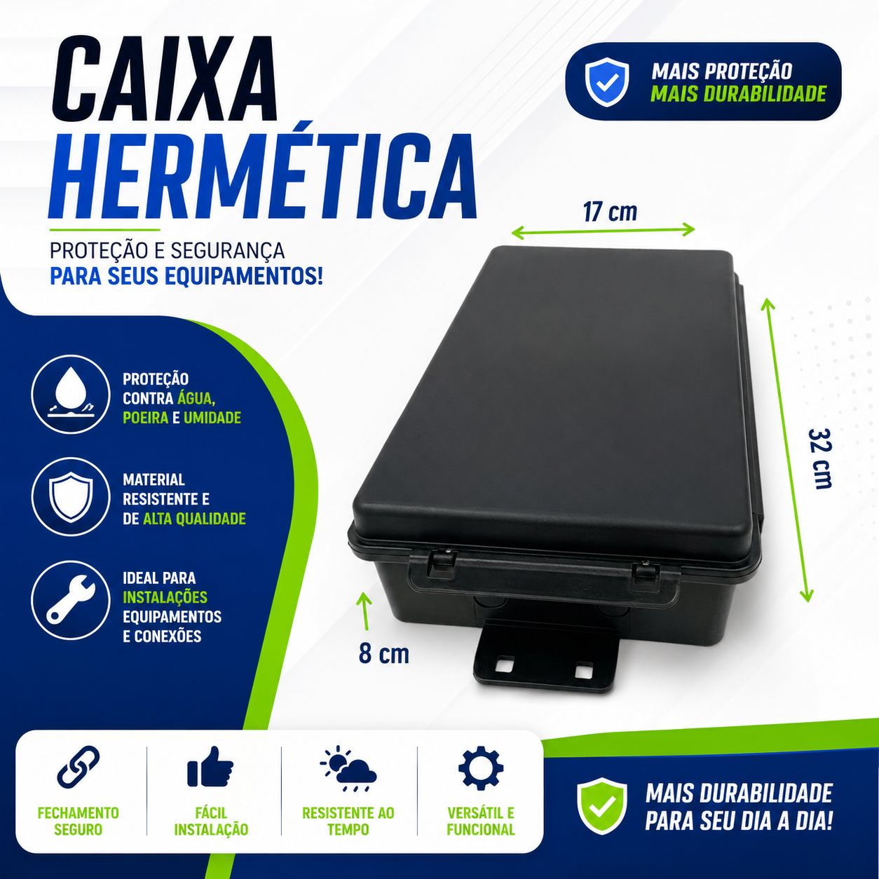 Caixa Hermética Longa - Preta