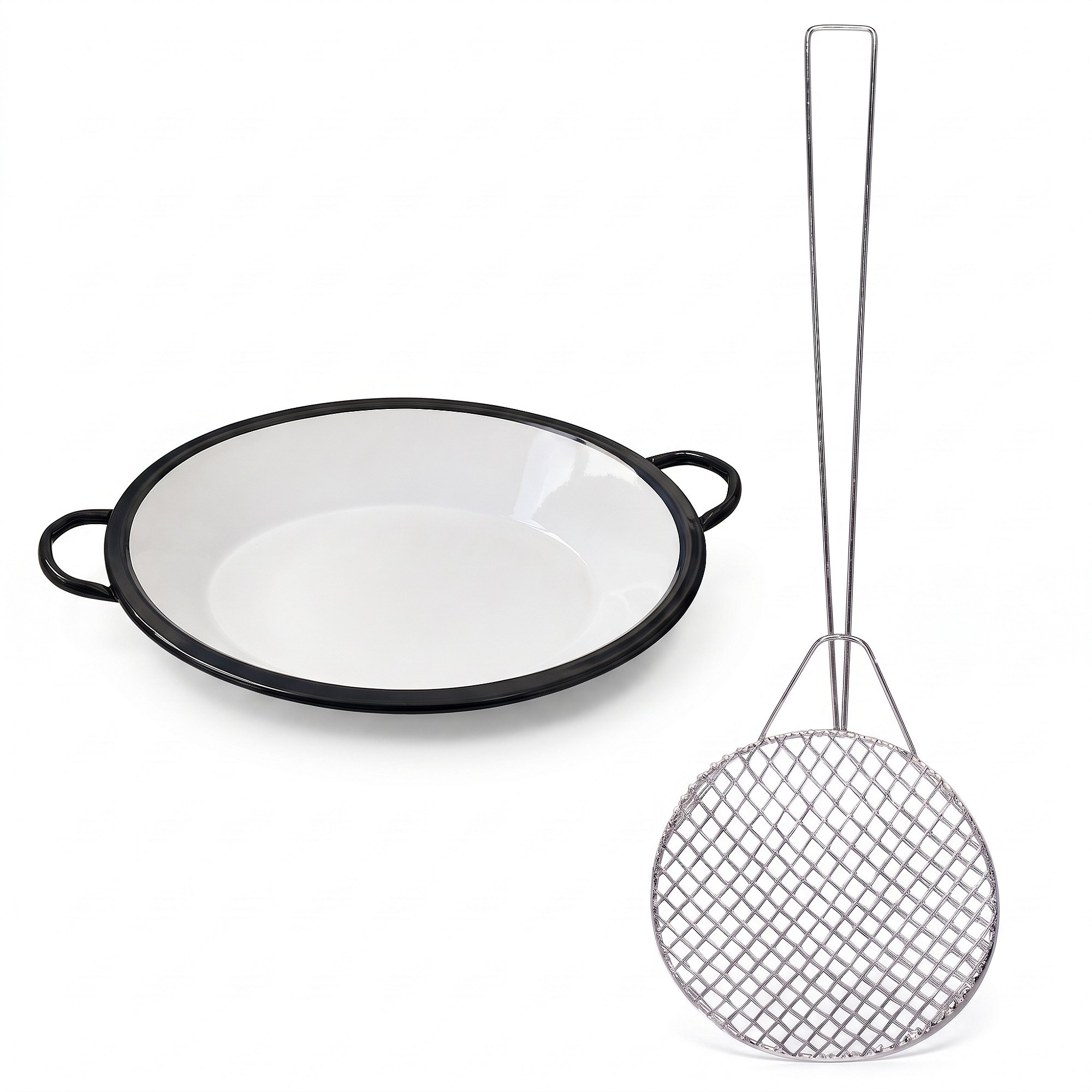 Tacho Esmaltado 4 litros e Escumadeira Para Frituras
