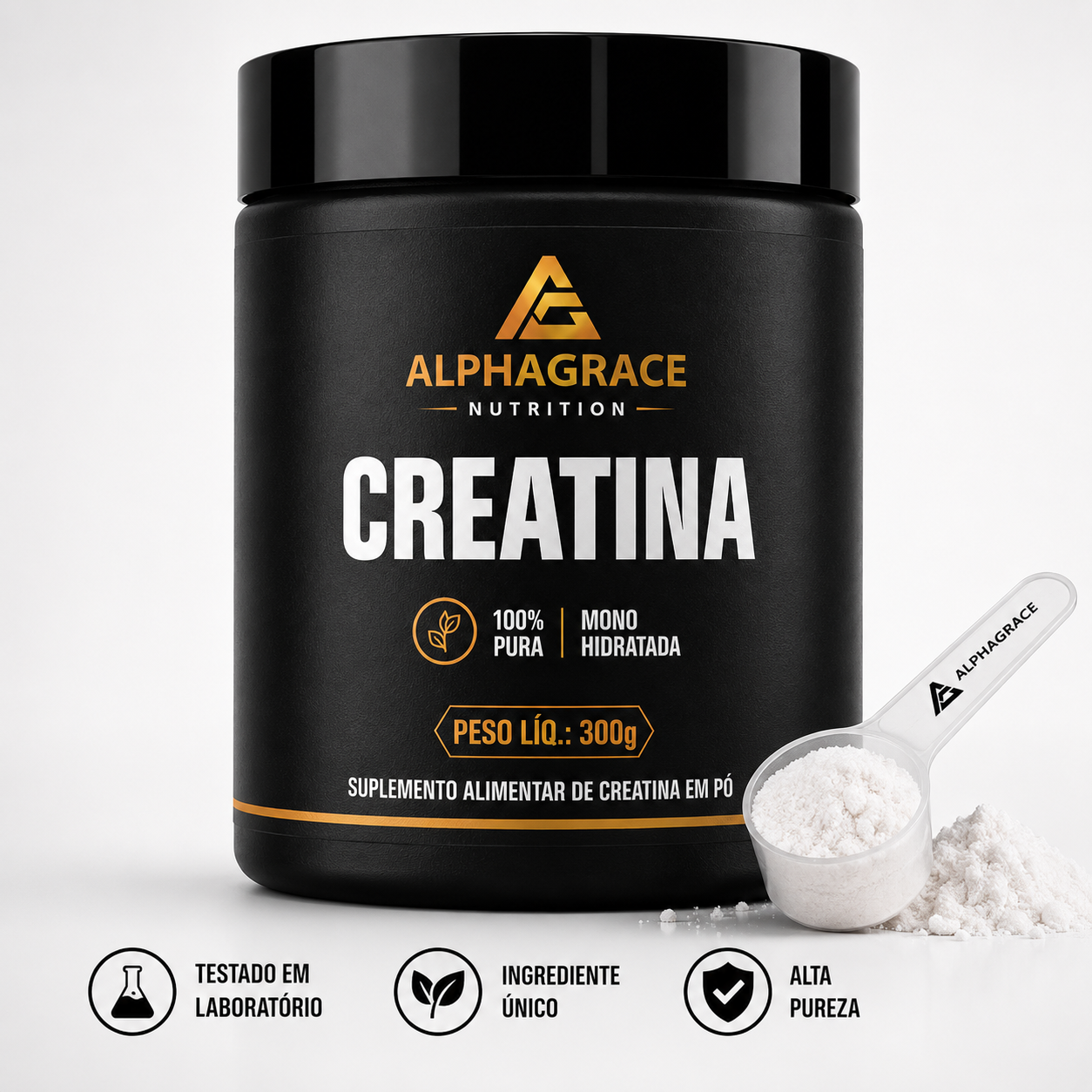Creatina Monohidratada 300g 100% Pura Alto Desempenho
