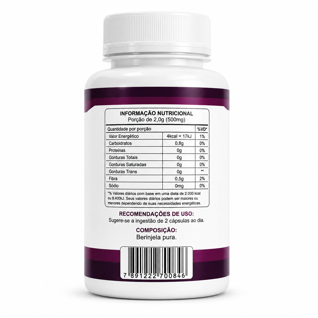 Berinjela Pura 120 Cápsulas 500mg