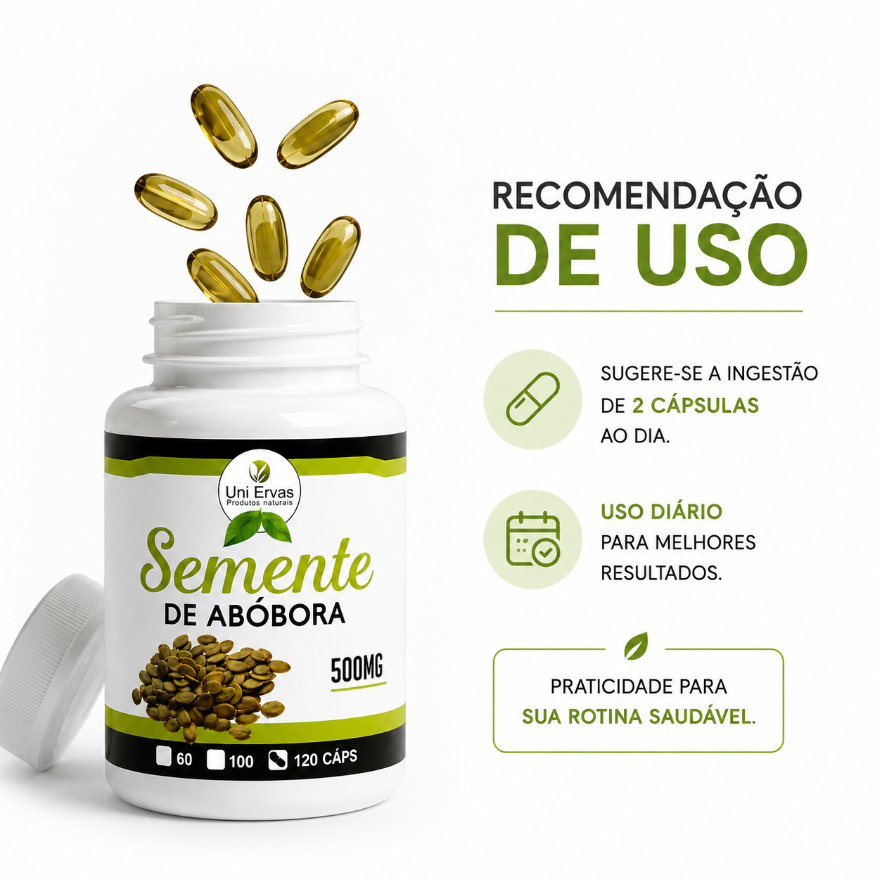 Óleo de Semente de Abóbora 120 Capsulas 500mg