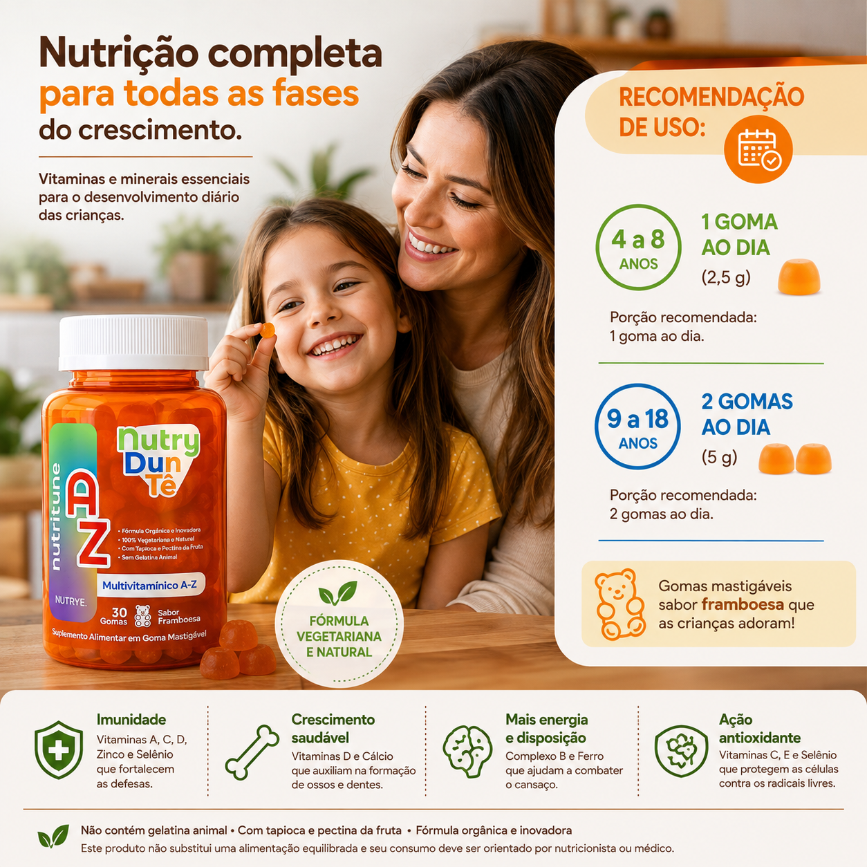 MultiVit AZ . Suplemento Multivitamínico de A a Z . Gummy KIDS . NutryDuniTê . 30 Gomas