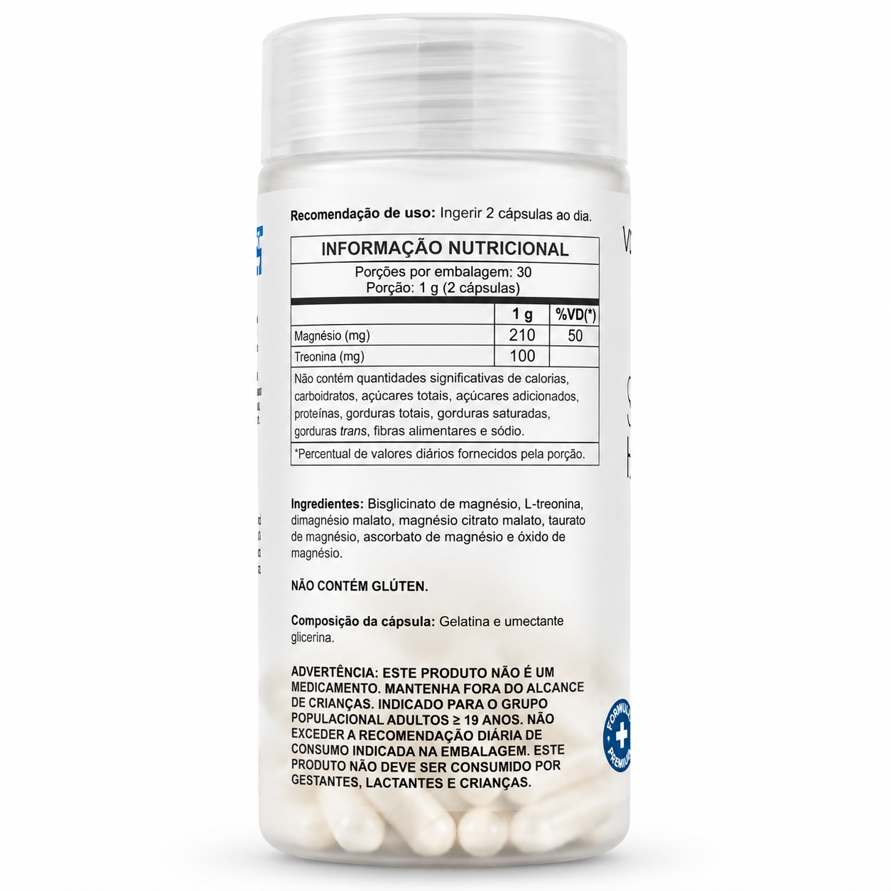 Sete Magnésio 7 Fontes 500mg 60 Cápsulas Quelato Malato Treonato Taurato Citrato Ascorbato Óxido