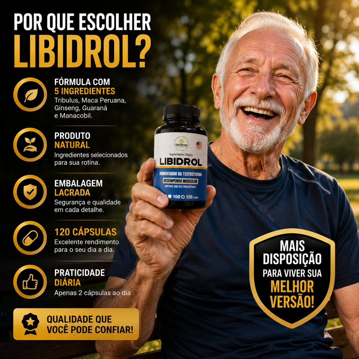 Libidrol 120 Cápsulas Maca Peruana Ginseng Guaraná