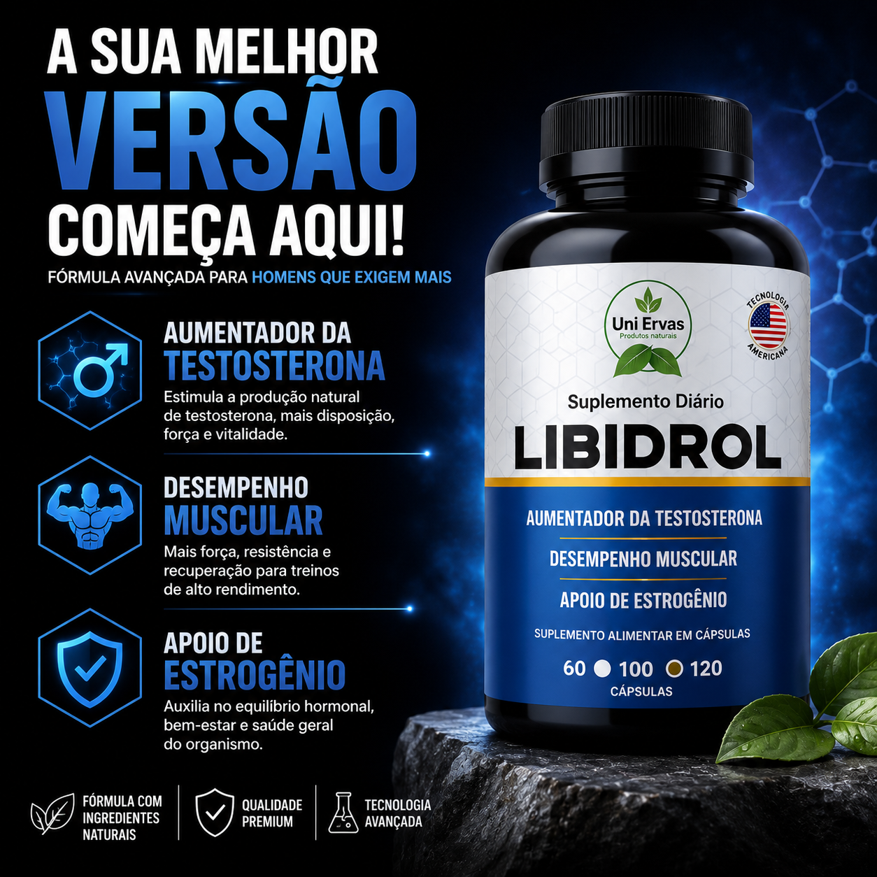 Libidrol 120 Cápsulas Maca Peruana Ginseng Guaraná