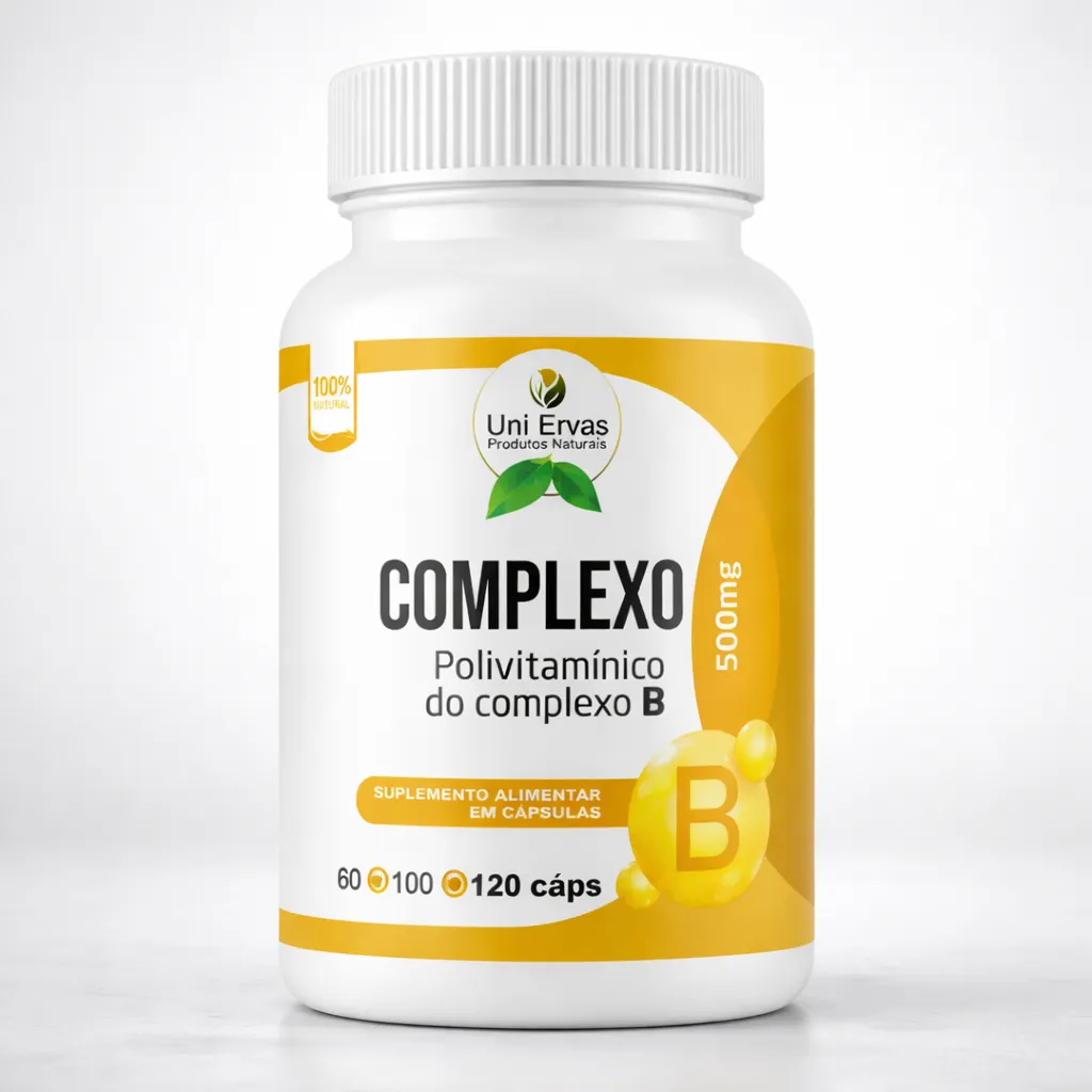 Complexo B 500 Mg Polivitamínico Uni Ervas 120 Cápsulas Vitaminas B1 B2 B3 B5 B6 B9 B12
