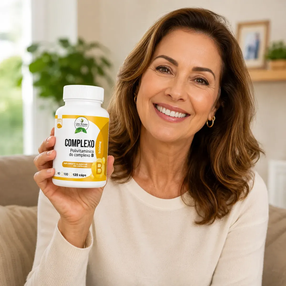 Complexo B 500 Mg Polivitamínico Uni Ervas 120 Cápsulas Vitaminas B1 B2 B3 B5 B6 B9 B12