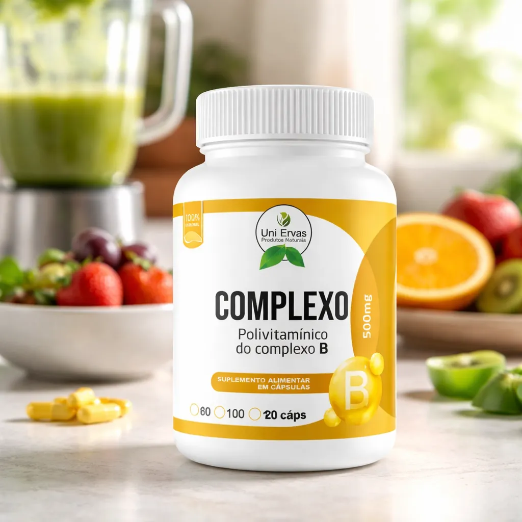 Complexo B 500 Mg Polivitamínico Uni Ervas 120 Cápsulas Vitaminas B1 B2 B3 B5 B6 B9 B12