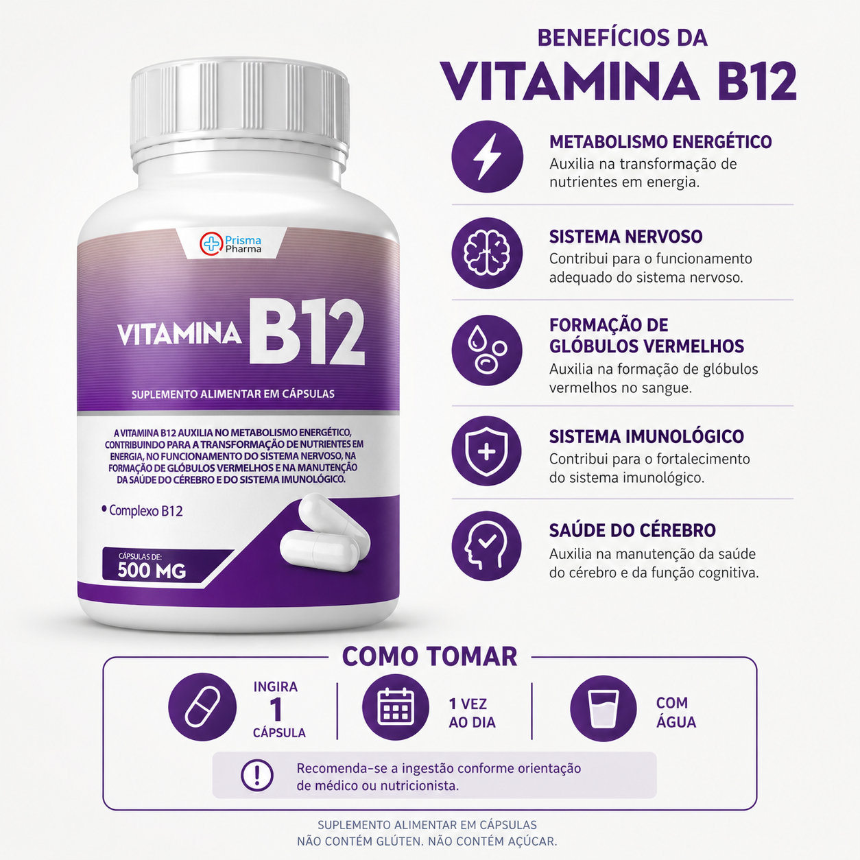 Vitamina B12 - 60 Capsulas - Nativ