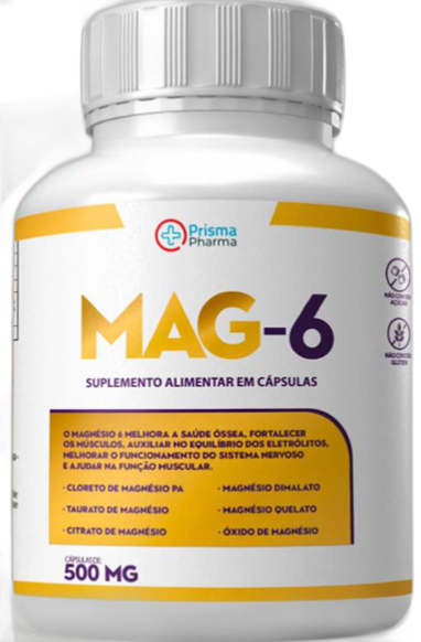 Mag6 - 6 Tipos de Magnésio Concentrado - 60 Capsulas