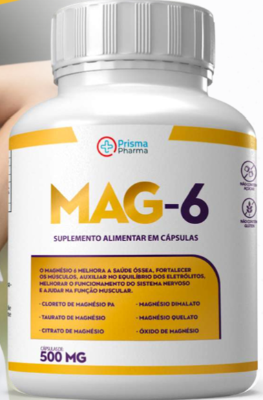 Mag6 - 6 Tipos de Magnésio Concentrado - 60 Capsulas