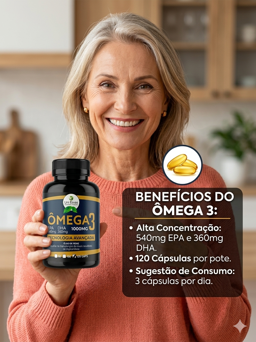 ÔMEGA 3 UNI ERVAS PREMIUM – Alta Concentração (540mg EPA / 360mg DHA) - 120 Cáps