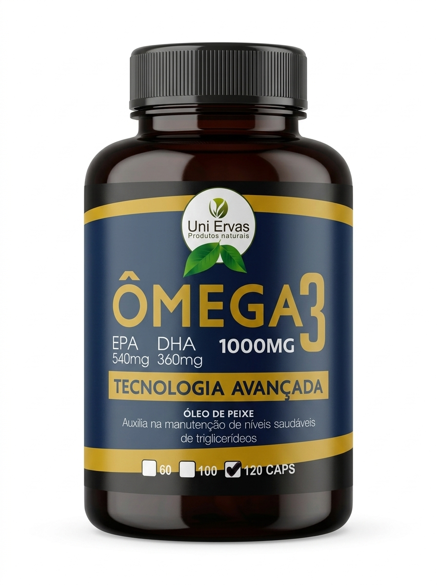 ÔMEGA 3 UNI ERVAS PREMIUM – Alta Concentração (540mg EPA / 360mg DHA) - 120 Cáps