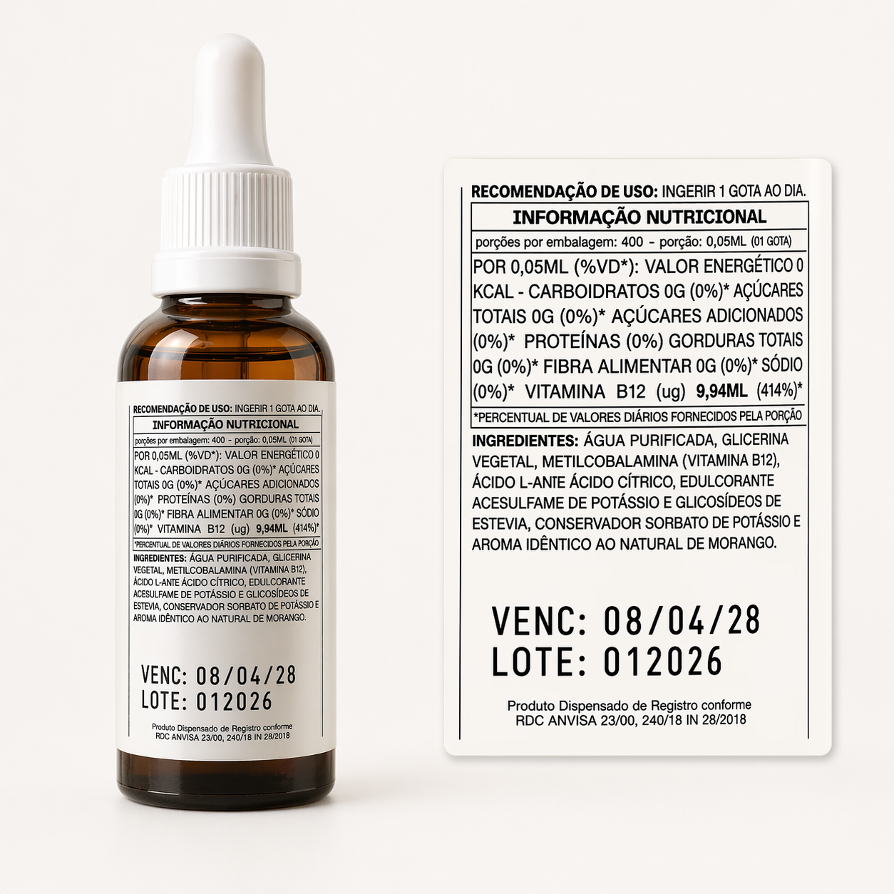 Vitamina B12 Metilcobalamina Sublingual 20 Ml 9 Mcg Morango