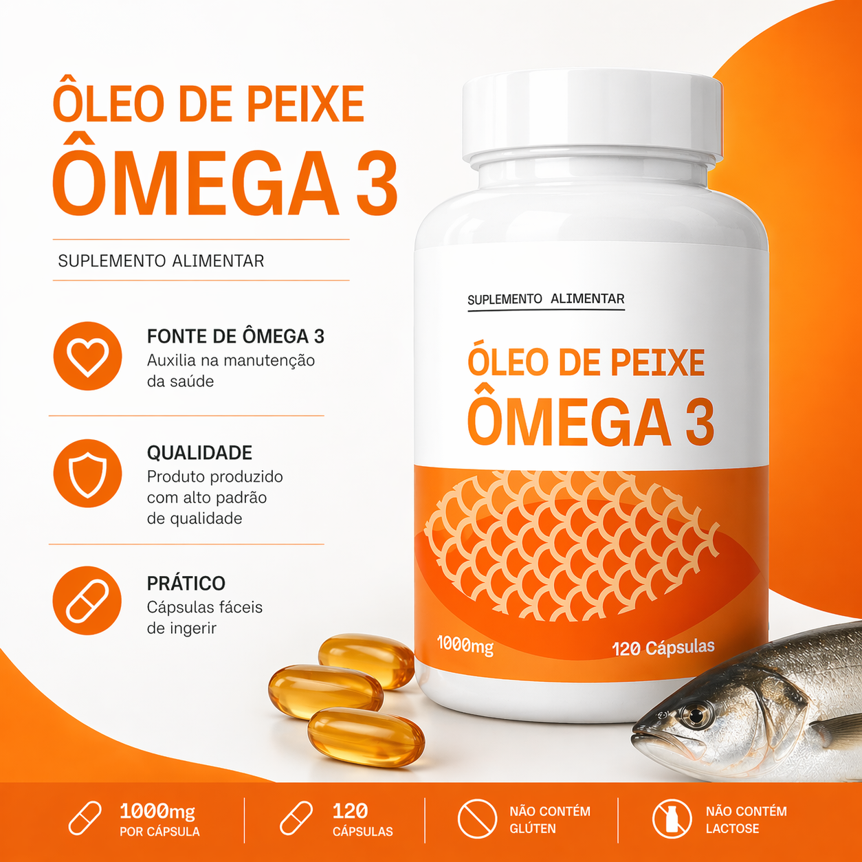 Ômega 3 Newfour 1000 Mg 120 Cápsulas Óleo de Peixe Original
