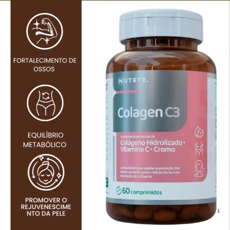 Colagen C3 Colageno Hidrolisado + Vitamina C + Picolinato de Cromo 60 Comprimidos
