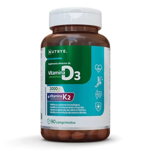 Vitamina D3(2000 Ui) + K2 + B2 | Sabor Tutti-Frutti | Auxilia na Saúde Óssea, Muscular e Imunológica | 3 Meses de Uso -