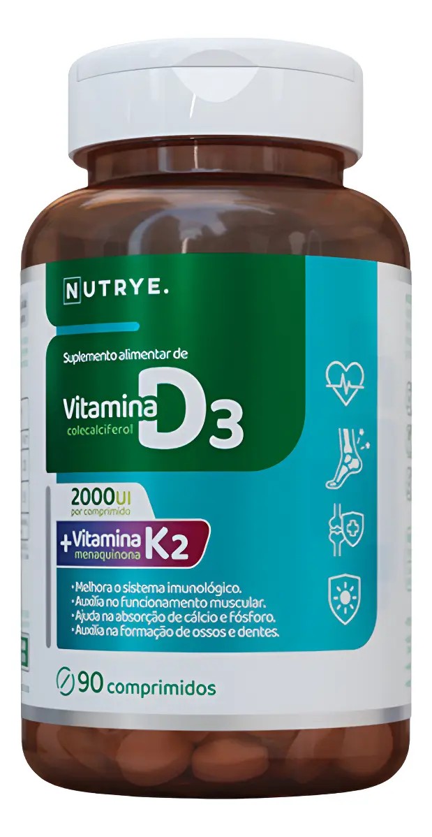 Vitamina D3(2000 Ui) + K2 + B2 | Sabor Tutti-Frutti | Auxilia na Saúde Óssea, Muscular e Imunológica | 3 Meses de Uso -