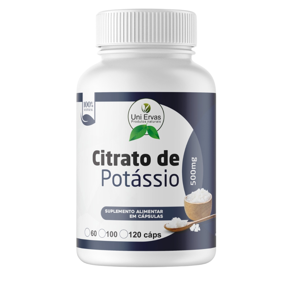 Citrato de Potássio 500 Mg 120 Capsulas Sem Sabor