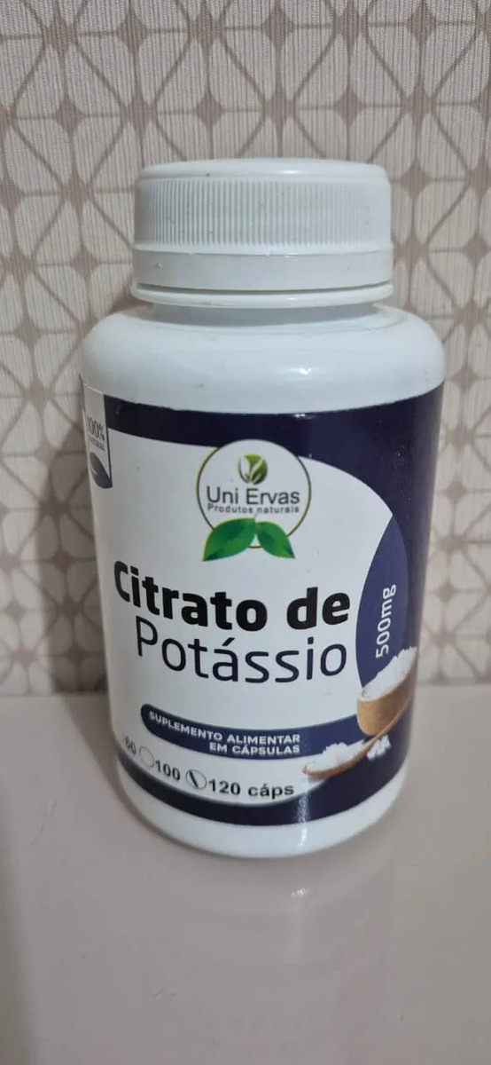 Citrato de Potássio 500 Mg 120 Capsulas Sem Sabor