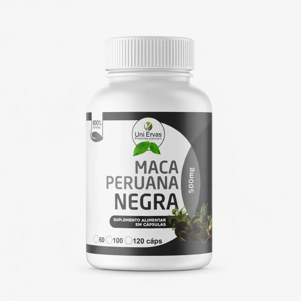 Maca Peruana Negra 500mg 120 Capsulas Uniervas Sem Sabor