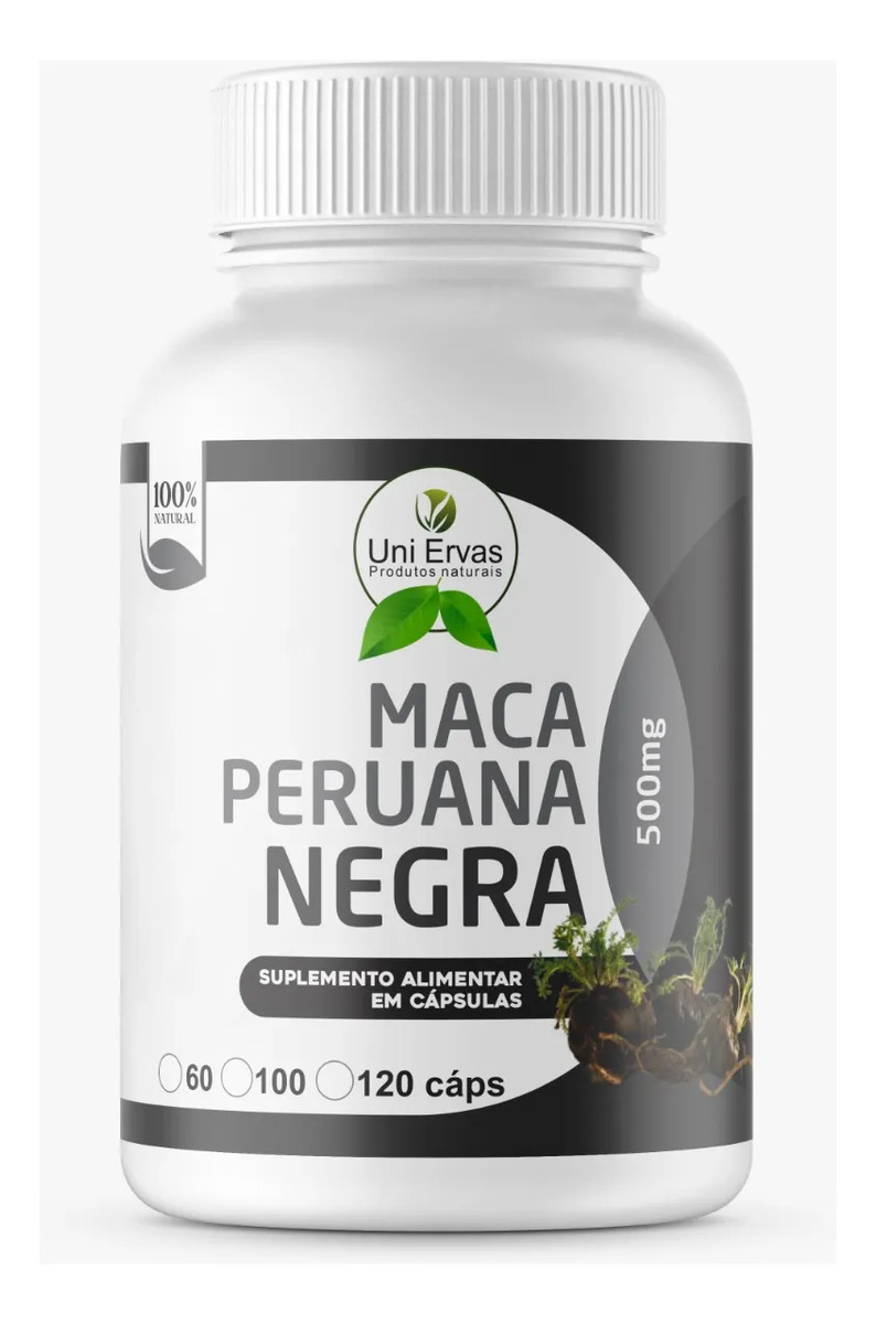 Maca Peruana Negra 500mg 120 Capsulas Uniervas Sem Sabor