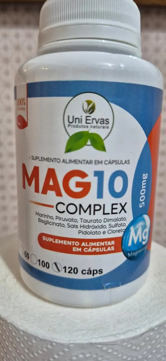 Mag10 Complex 500mg 120 Capsulas Uniervas - Premium Sem Sabor