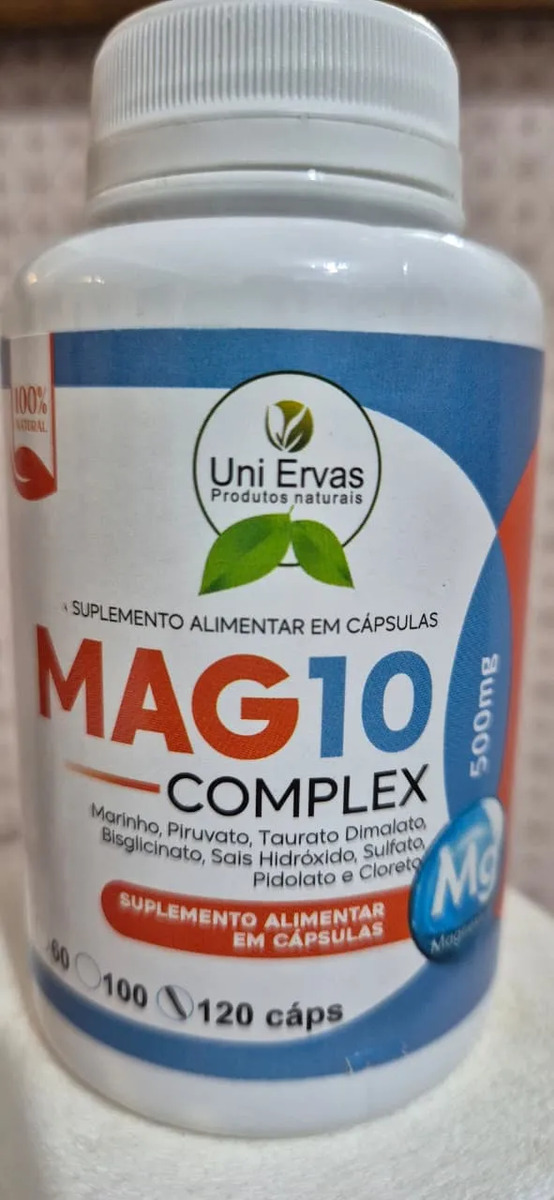 Mag10 Complex 500mg 120 Capsulas Uniervas - Premium Sem Sabor