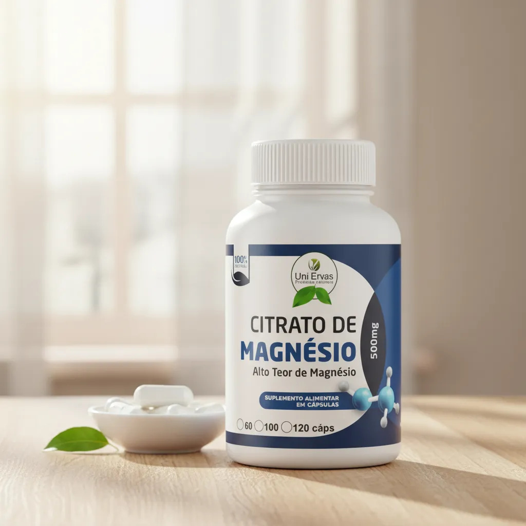 Citrato Magnésio 500 Mg 120 Cápsulas Alta Absorção Uni Ervas