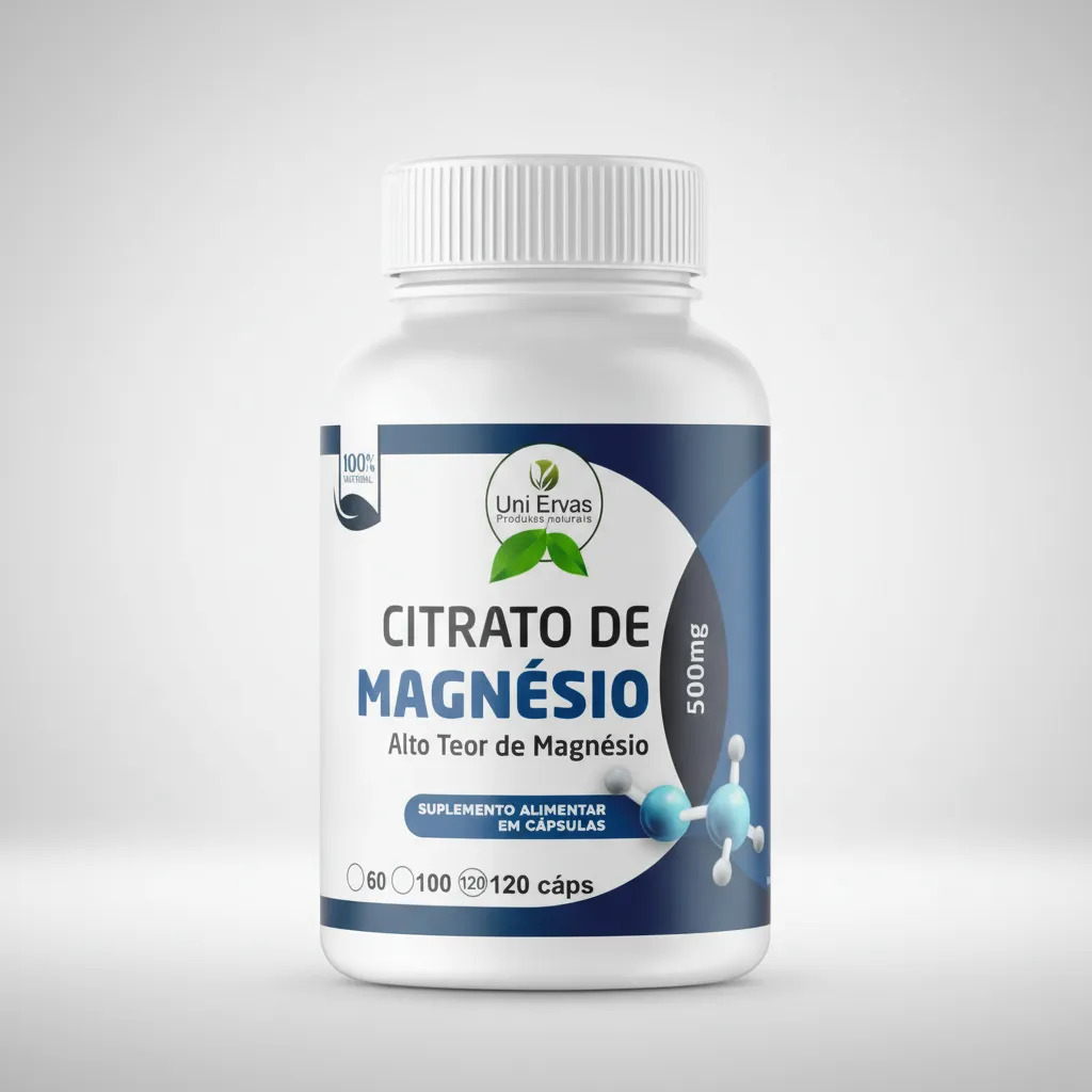 Citrato Magnésio 500 Mg 120 Cápsulas Alta Absorção Uni Ervas