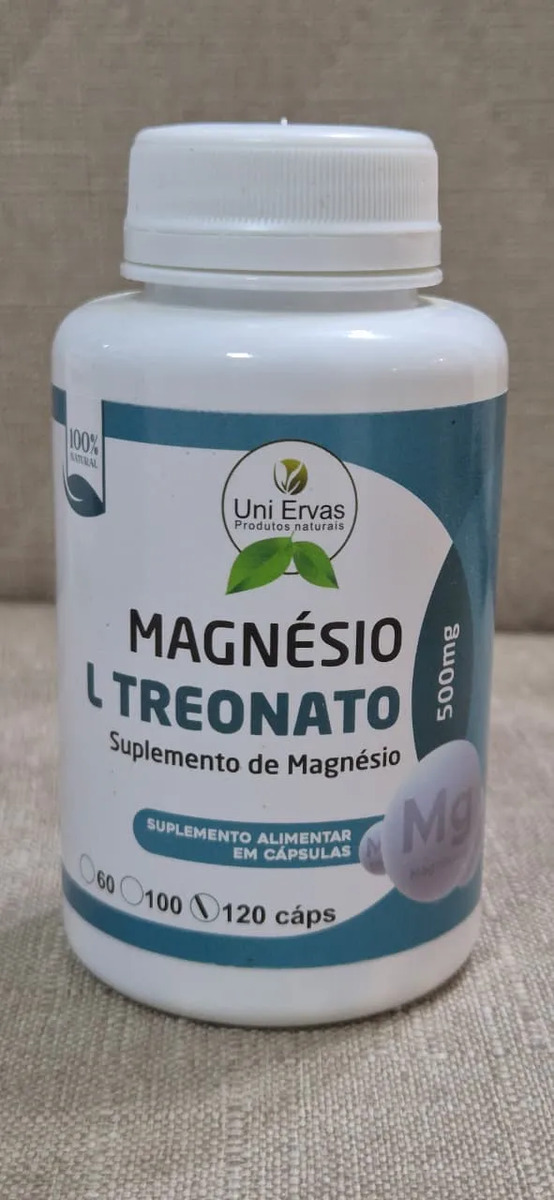 Magnésio L-treonato - 120 Cáps 500mg Absorção Máxima Sem Sabor