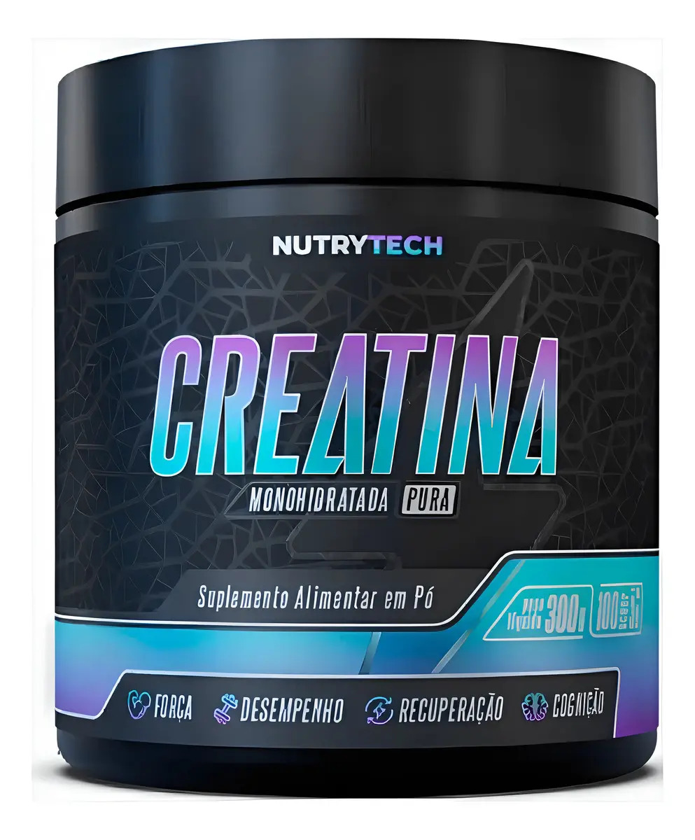 Creatina Pura Monohidratada Nutrytech Em Pó 300g Para Treino Sem Sabor