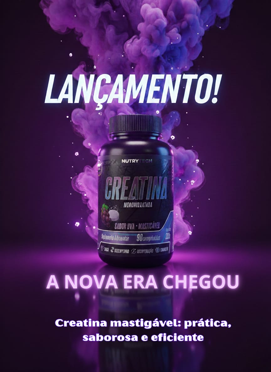 Creatina Monohidratada Mastigável Sabor Uva 90 Comprimidos Nutrytech