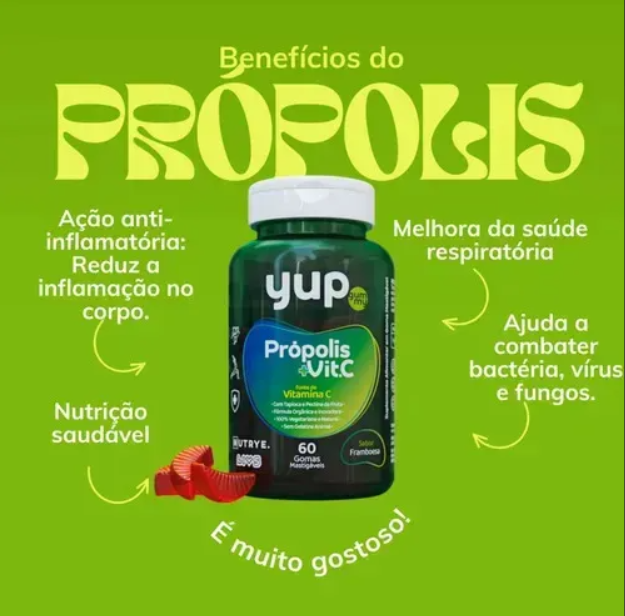 Yup Gummy Própolis e Vitamina C Gomas para Imunidade Antioxidante Natural Fórmula com Extrato de Própolis e Vitamina C