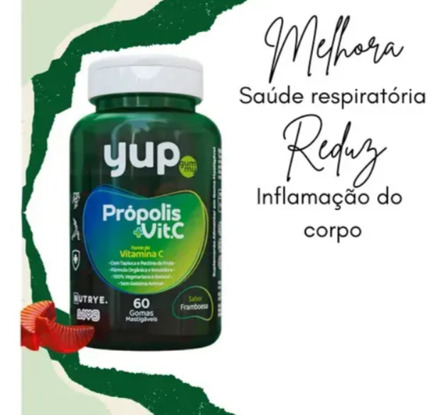 Yup Gummy Própolis e Vitamina C Gomas para Imunidade Antioxidante Natural Fórmula com Extrato de Própolis e Vitamina C
