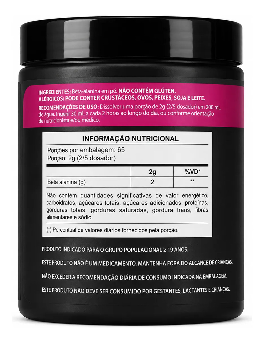 Beta Alanina Sem Sabor 100% Pura 130g Sem Sabor