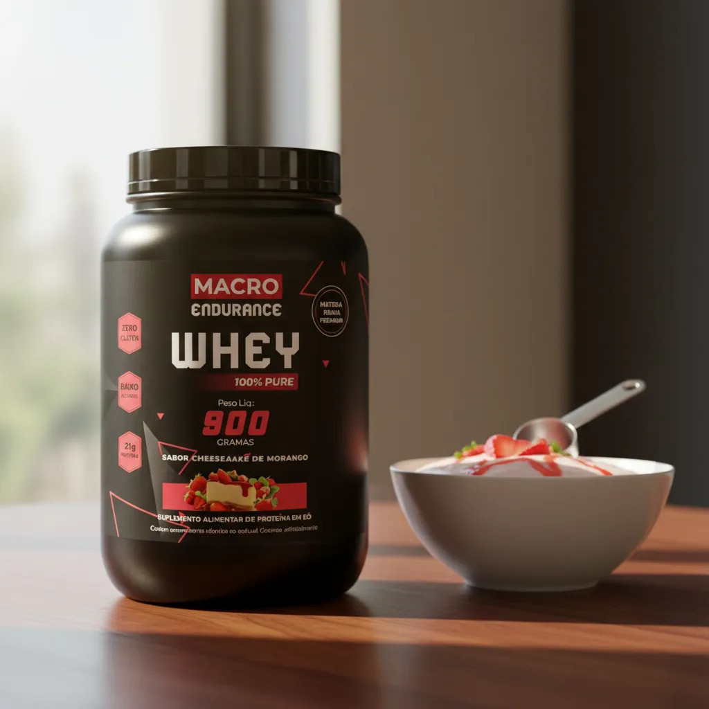 Whey Protein 100% Pure 900g Sabor Cheesecake De Morango Morango