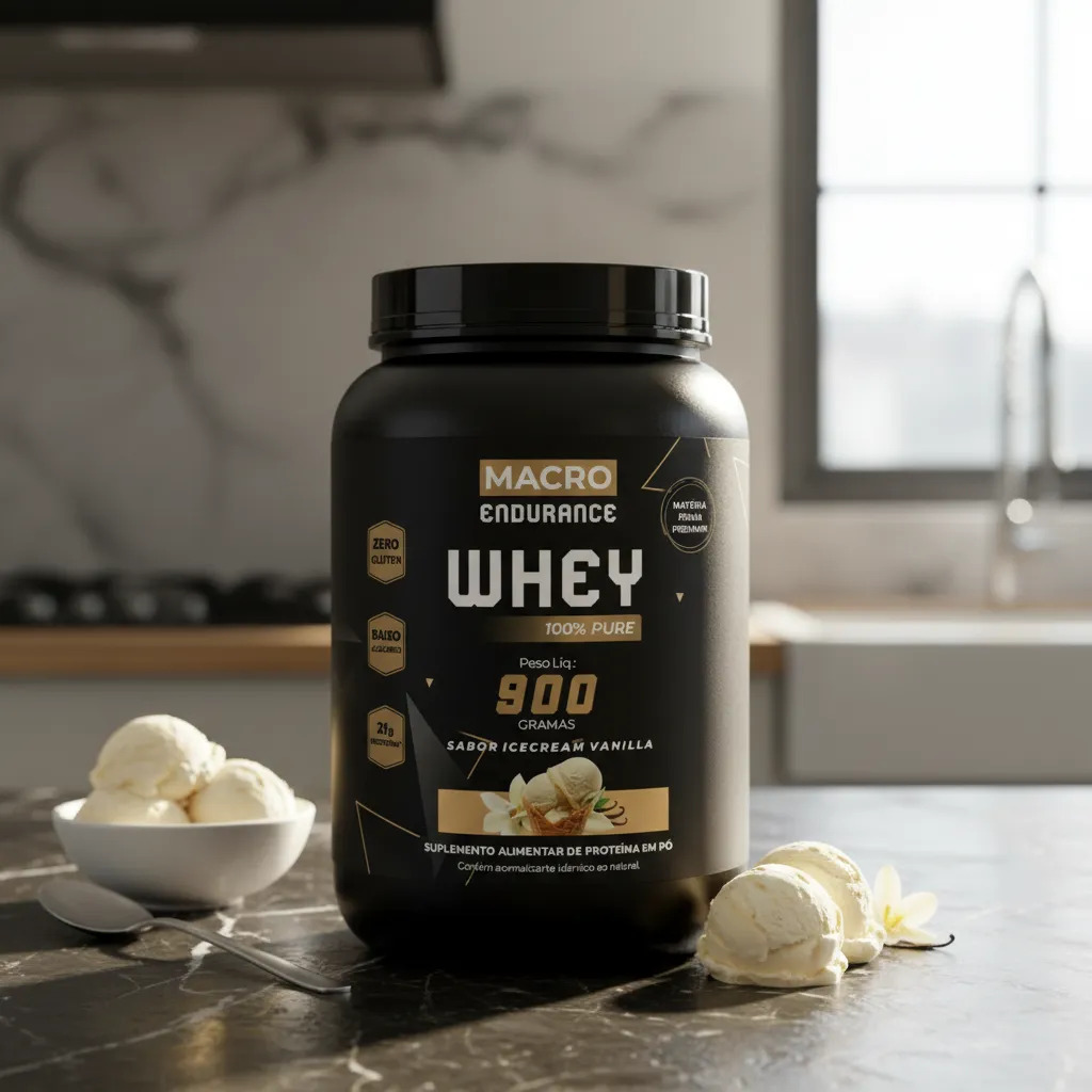 Whey Protein 100% Pure 900g Sabor Icecream Vanilla Baunilha Baunilha