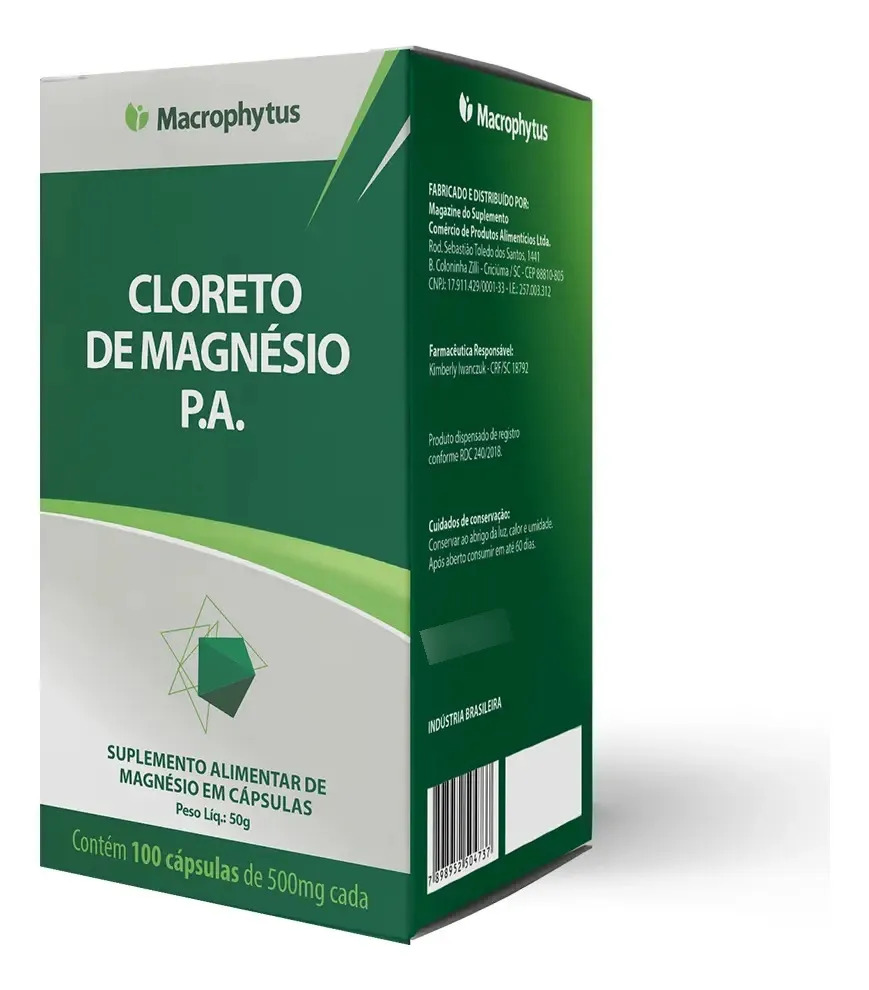 Cloreto De Magnésio Pa 100 Cápsulas Sem Sabor Sem Sabor