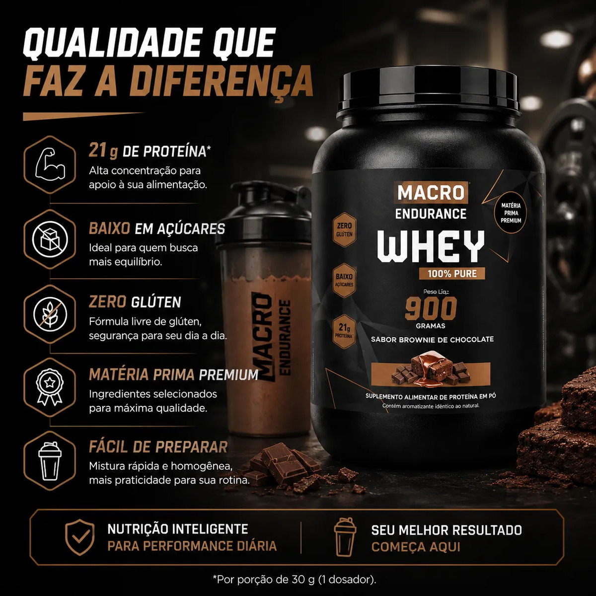 Whey Protein 100% Pure 900g Sabor Brownie De Chocolate Chocolate