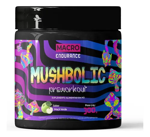 Pré-treino Mushbolic 300g Sabor Maça Verde