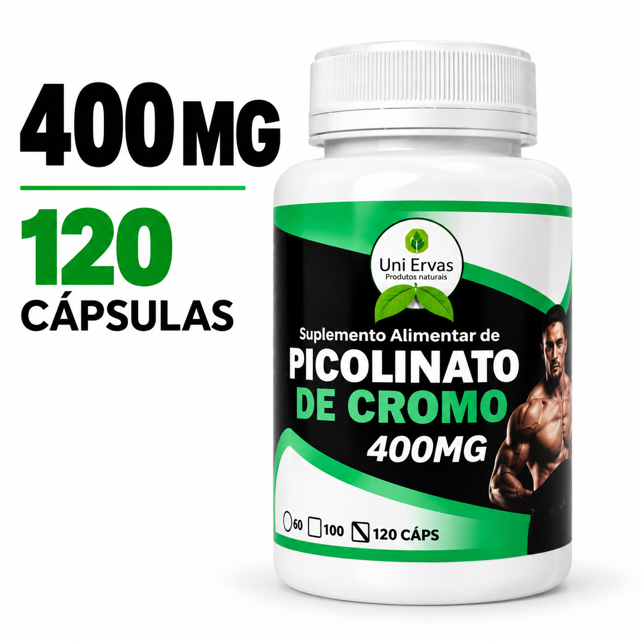 Picolinato de Cromo 400mg 120 Cápsulas