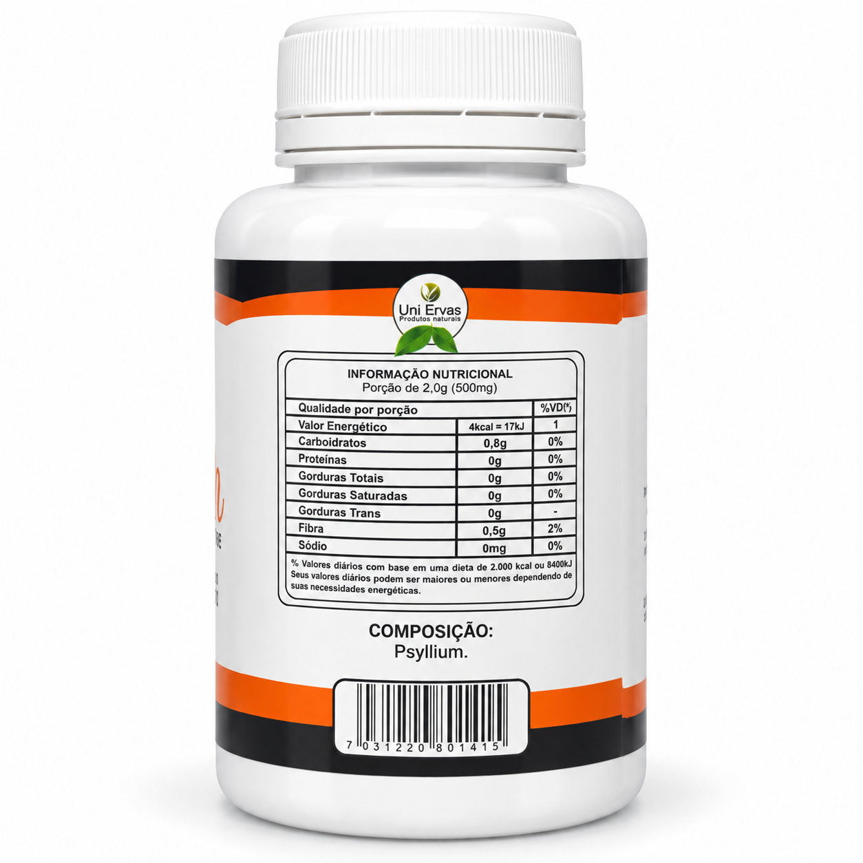 Psyllium Plantago Ovatae 500mg 120 Cápsulas