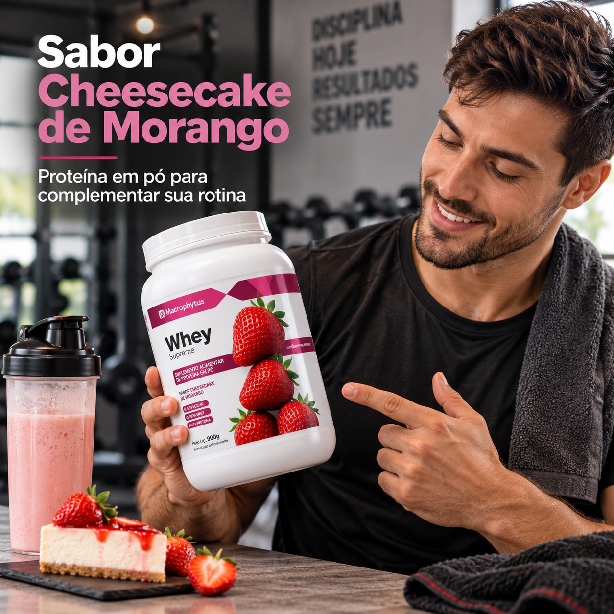 Whey Protein Supreme 900g Sabor Cheesecake de Morango